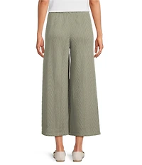 Ali Miles Jacquard Knit Wide Leg Pull On Crop Pants