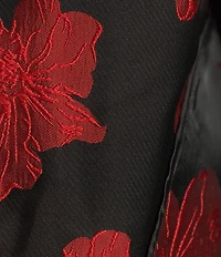 Ali Miles Jacquard Woven Floral Print Wire Collar Open Front Jacket