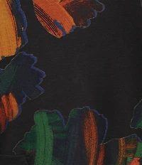 Ali Miles Knit Abstract Multi Print Cowl Neck Long Sleeve Asymmetrical Hem Popover Top