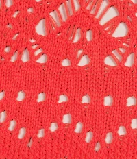 Ali Miles Knit Crochet V-Neck Short Dolman Sleeve Top