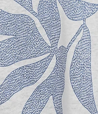 Ali Miles Knit Leaf Print Linen Blend V-Neck 3/4 Lace Sleeve Tunic