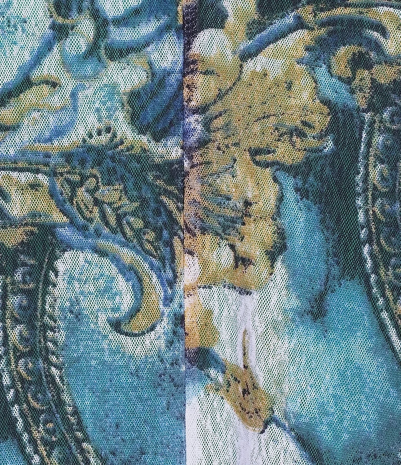 Ali Miles Knit Print Open Neck Band 3/4 Sleeve Kimono Jacket