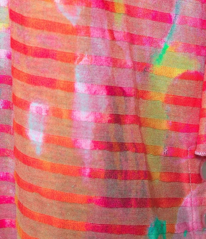 Ali Miles Knit Printed V-Neck 3/4 Bell Cuff Sleeve Tunic