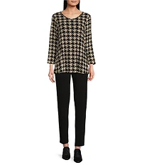 Ali Miles Knit Pull-On Straight Leg Pants