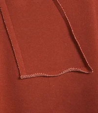 Ali Miles Knit Raw Edge Bow Detail Crew Neck Dolman Long Sleeve Top