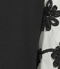 Ali Miles Knit Soutache Embroidery Round Neck Elbow Length Sleeve Pullover Top