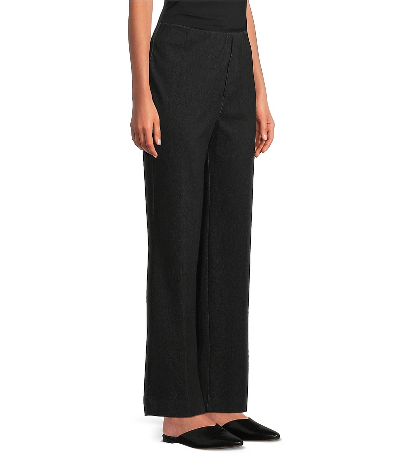 Ali Miles Knit Wide Leg Elastic Waistband Pull On Pants