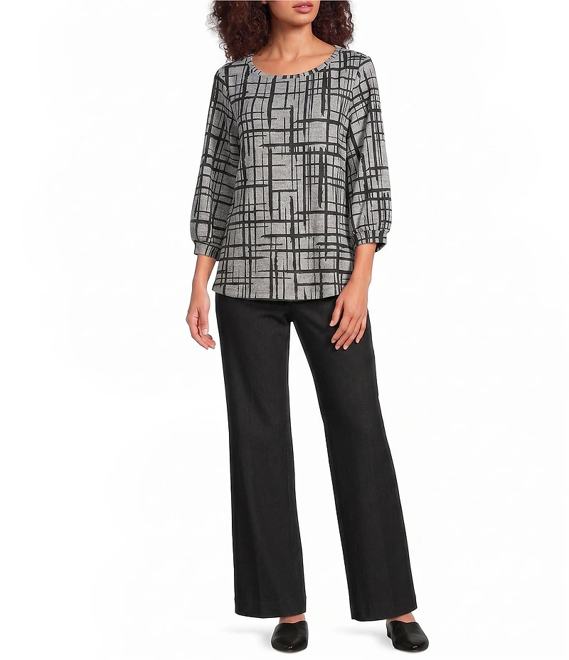 Ali Miles Knit Wide Leg Elastic Waistband Pull On Pants