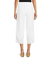 Ali Miles Linen-Blend Straight Leg Cinch Tie Hem Pull-On Pants