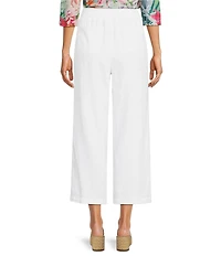 Ali Miles Linen Blend Woven Wide Leg Pull-On Cropped Pants