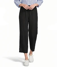 Ali Miles Linen Blend Woven Wide Leg Pull-On Cropped Pants