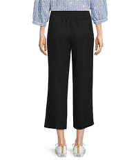 Ali Miles Linen Blend Woven Wide Leg Pull-On Cropped Pants