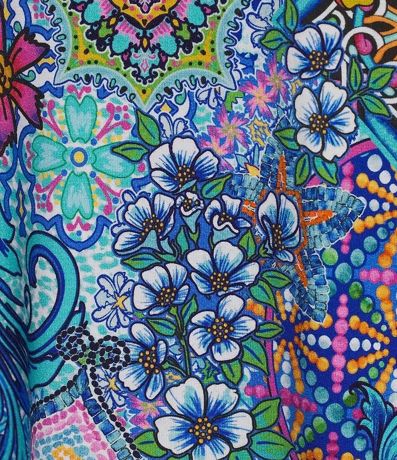 Ali Miles Multi Print Round Neck 3/4 Sleeve Tunic