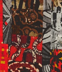 Ali Miles Paisley Animal Floral Print Round Neck 3/4 Ruffle Sleeve Tunic
