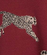 Ali Miles Petite Size Cheetah Jacquard Print Mock Neck Long Sleeve Popover Sweater