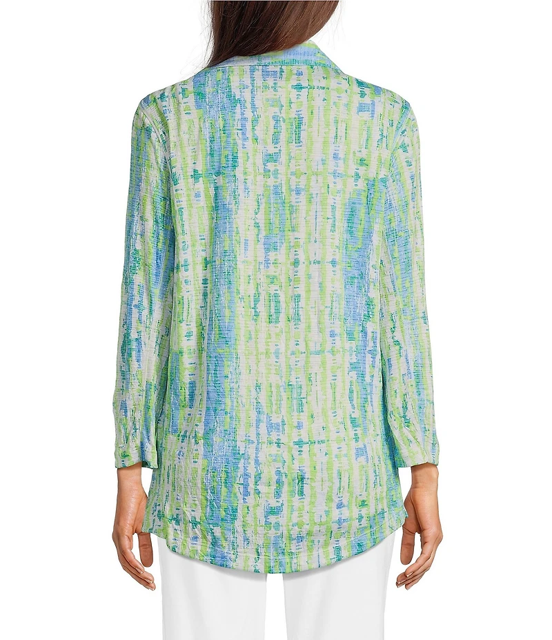 Ali Miles Petite Size Green Abstract Print Button Front Tank Set