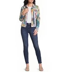 Ali Miles Petite Size Knit Mesh Point Collar Long Sleeve Button Front Jacket
