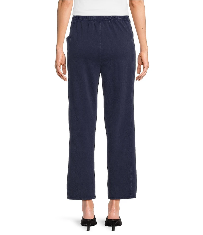 Ali Miles Petite Size Knit Slight Barrel Leg Crop Pull-On Pants