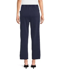 Ali Miles Petite Size Knit Slight Barrel Leg Crop Pull-On Pants