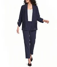 Ali Miles Petite Size Knit Slight Barrel Leg Crop Pull-On Pants