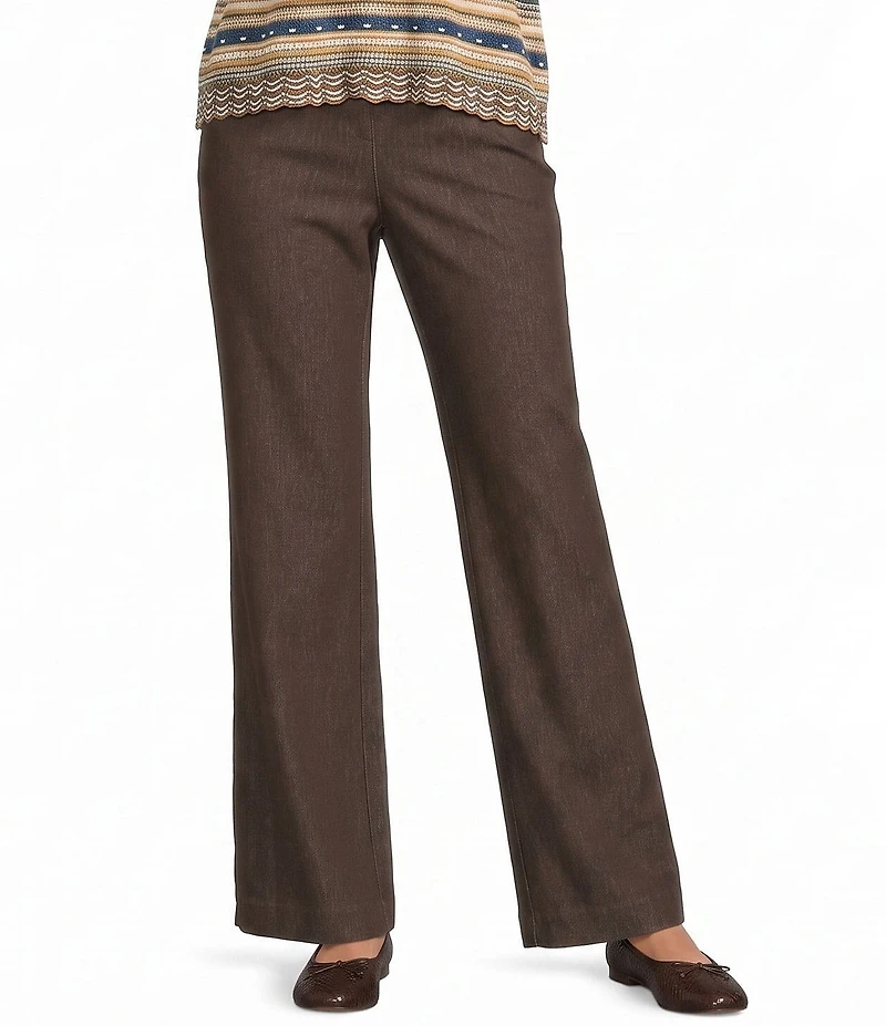 Ali Miles Petite Size Knit Straight Leg Pull-On Pant