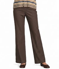 Ali Miles Petite Size Knit Straight Leg Pull-On Pant