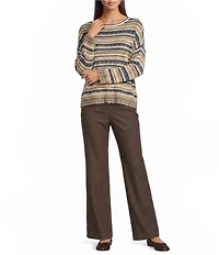 Ali Miles Petite Size Knit Straight Leg Pull-On Pant
