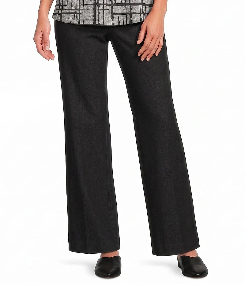 Ali Miles Petite Size Knit Straight Leg Pull-On Pant