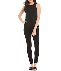 Ali Miles Petite Size Scoop Neck Crepe Lux Tank