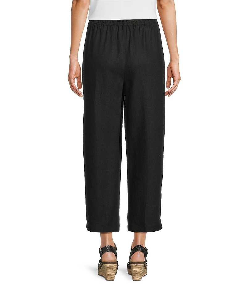 Ali Miles Petite Size Woven Button Detail Pull-On Ankle Pants