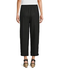 Ali Miles Petite Size Woven Button Detail Pull-On Ankle Pants