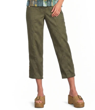 Ali Miles Petite Size Woven Drawstring Button Detail Hem Pants