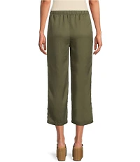 Ali Miles Petite Size Woven Drawstring Button Detail Hem Pants