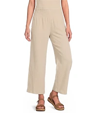 Ali Miles Petite Size Woven Wide-Leg Pull-On Cropped Pants