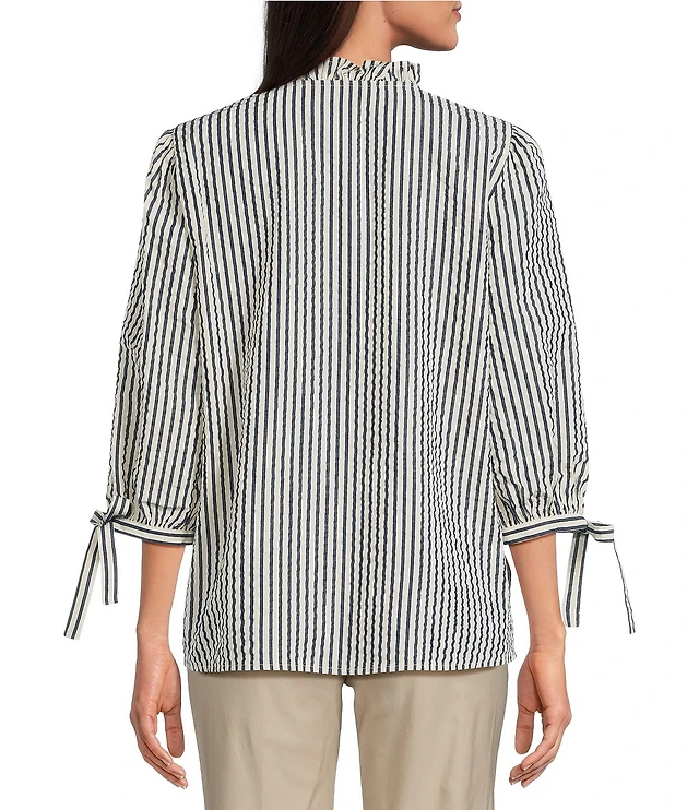Blouse Tunique Bohème Ali Miles Manches 3/4, Broderie Fleurie Et Rayures, Taille S