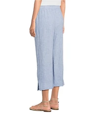 Ali Miles Petite Size Yarn-Dyed Striped Drawcord Cropped Pants