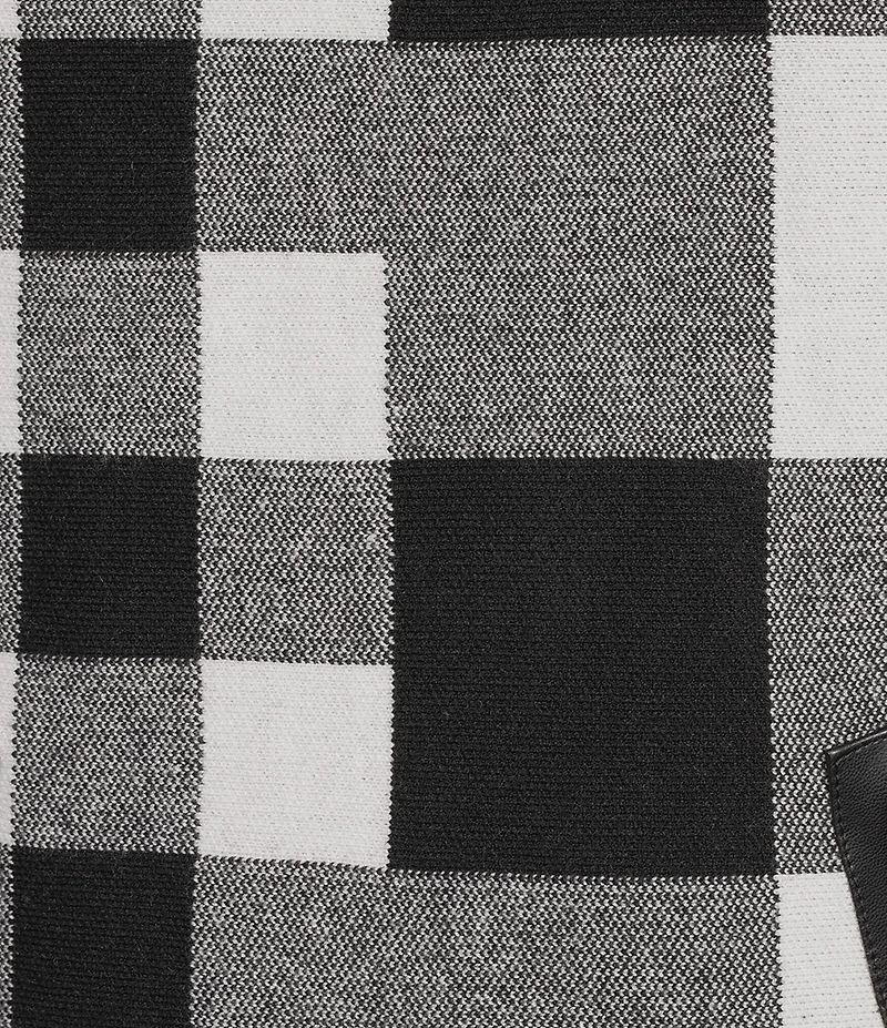 Ali Miles Plaid Knit Funnel Neck Dolman Sleeve Sweater