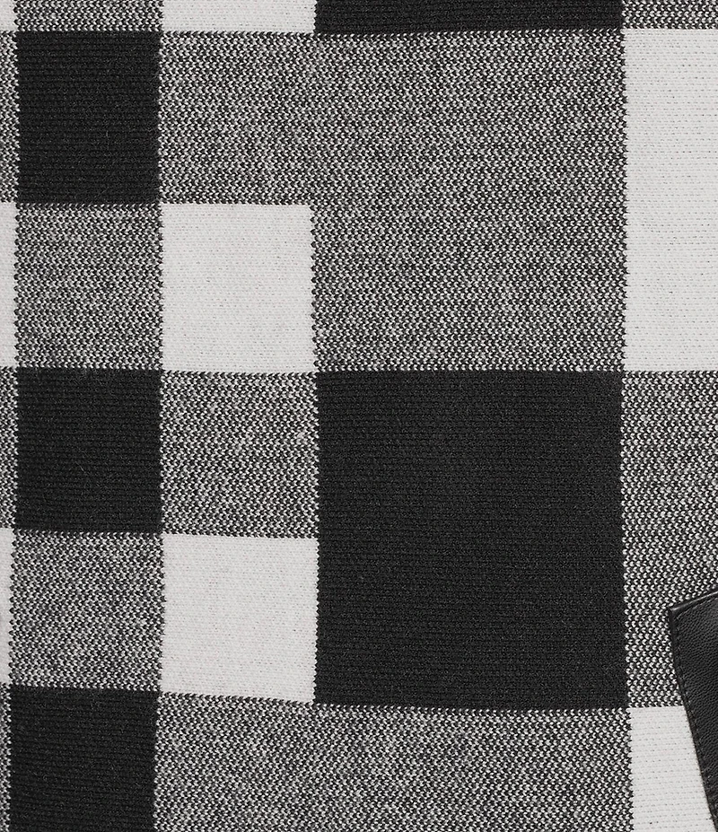 Ali Miles Plaid Knit Funnel Neck Dolman Sleeve Sweater