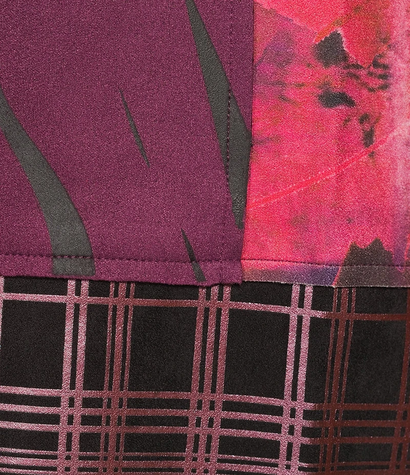 Ali Miles Plus Size Abstract Print Knit Lapel Collar 3/4 Sleeve Hi-Low Hem Jacket