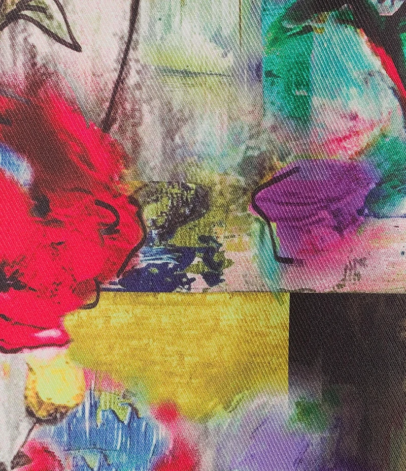 Ali Miles Plus Size Abstract Print Stand Collar 3/4 Sleeve Button-Front Jacket