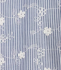 Ali Miles Plus Size All Over Embroidered Floral Eyelet Point Collar 3/4 Sleeve Button Front Tunic