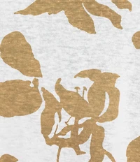 Ali Miles Plus Size Allover Leaf Print Round Neck Short Ruffle Sleeve Top