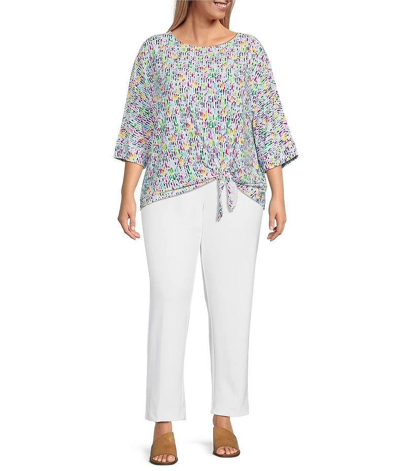Ali Miles Plus Size Knit Pull-On Straight Leg Pants