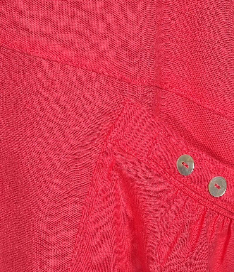 Ali Miles Plus Size Linen-Blend Round Neck 3/4 Sleeve Top
