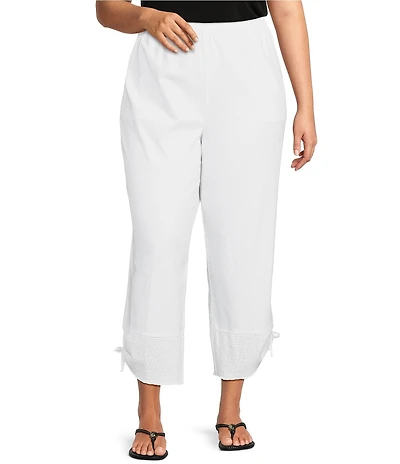 Ali Miles Plus Size Linen-Blend Straight Leg Cinch Tie Hem Pull-On Pants