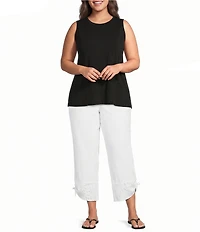 Ali Miles Plus Size Linen-Blend Straight Leg Cinch Tie Hem Pull-On Pants
