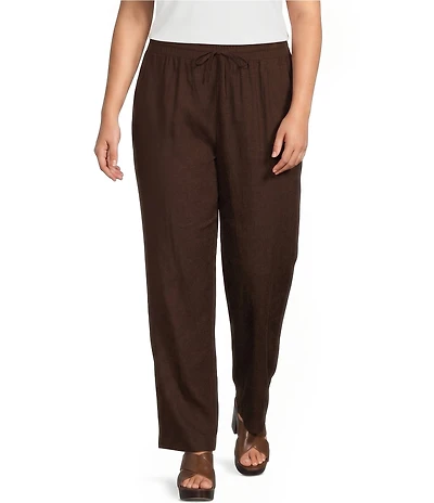 Ali Miles Plus Size Ribbed Waist Wide Leg Pants