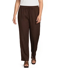 Ali Miles Plus Size Ribbed Waist Wide Leg Pants