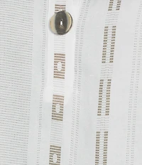 Ali Miles Plus Size Stripe Geometric Wire Collar 3/4 Roll-Tab Sleeve Tunic