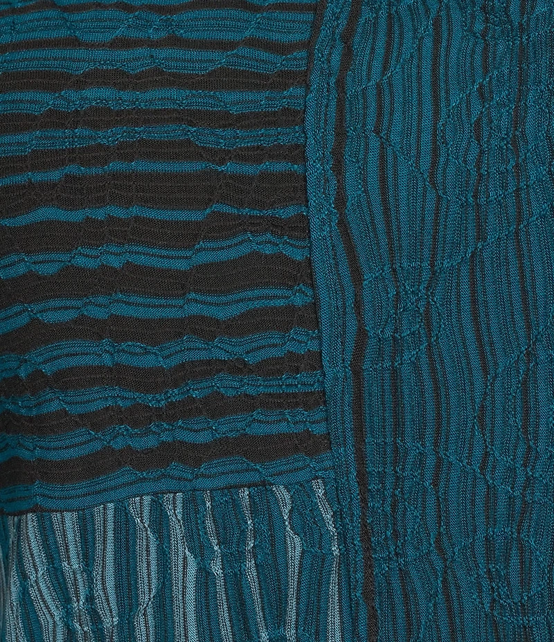 Ali Miles Plus Size Textured Jacquard Knit Stripe Cowl Neck 3/4 Sleeve Tunic